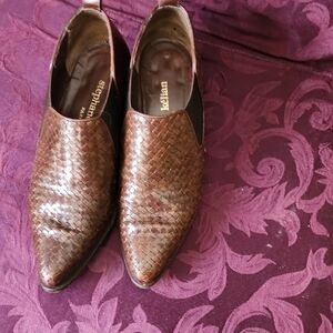 Stephan Kelian Brown Woven Leather shoe boot. Made in France like new new.